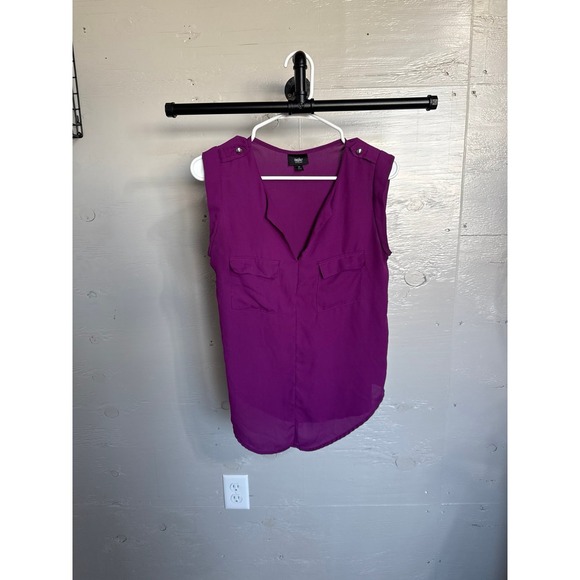 Mossimo Tops - Mossimo Supply Co Magenta Purple Sleeveless V-Neck Blouse Epaulettes Small